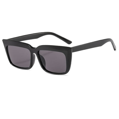 Light blue rectangular sunglasses with dark lenses and thick frames, angled to show the temples and front.