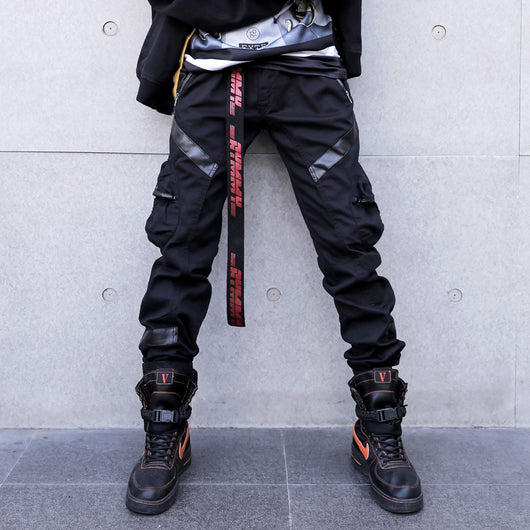 Pantalones de Trabajo Casual Hip Hop Four Seasons con Bolsillos y Cierre Velcro - Corte Holgado Coreano para Hombre