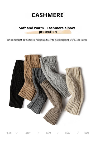 Guantes sin Dedos de Cachemira Tejida en Colores Sólidos - Image 10
