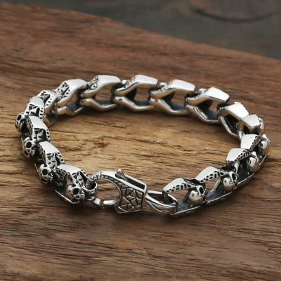 Pulsera de Plata Tailandesa con Calavera para Hombre