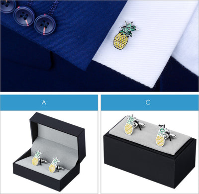 Gemelos de Camisa Diseño Piña en Cobre para Hombre - Image 6
