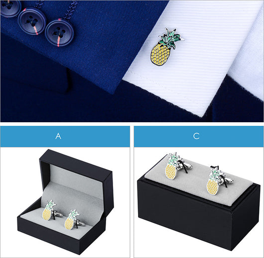 Gemelos de Camisa Diseño Piña en Cobre para Hombre - Image 6