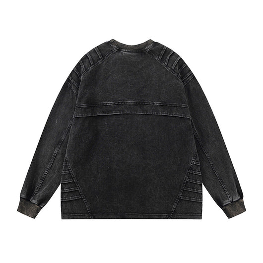 Camiseta de Manga Larga Desteñida con Pliegues - Estilo Vintage Gastado - Image 2
