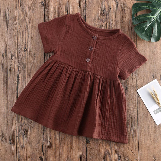 Blusa Retro de Manga Corta en Colores Sólidos para Niñas - Image 2