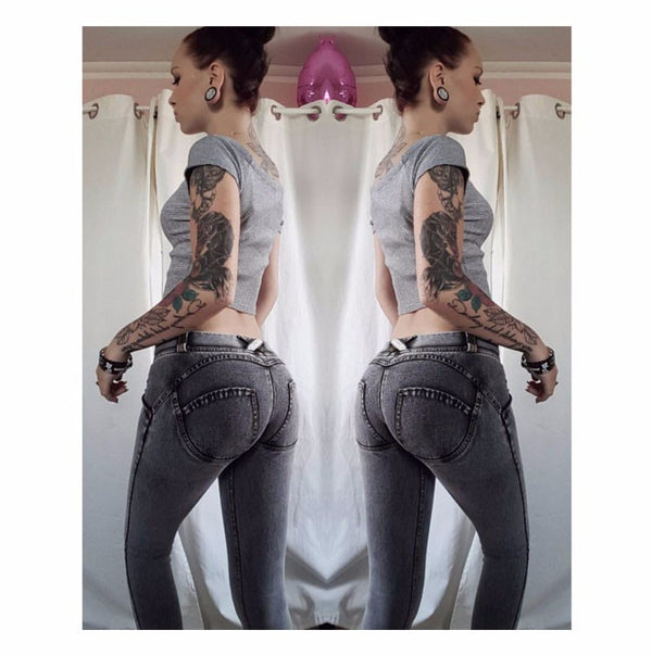 Pantalones Yoga Ajustados con Levantacaderas Peach - Jeans Fitness Mujer