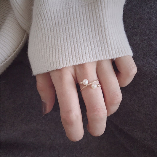 Anillo de Perla de Agua Dulce en Oro 14K Hada Delicada - Image 2