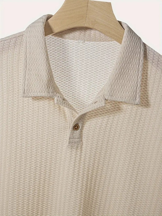 Camisa Casual de Punto Rombo con Solapa - Corte Holgado Manga Corta Hombre - Image 30