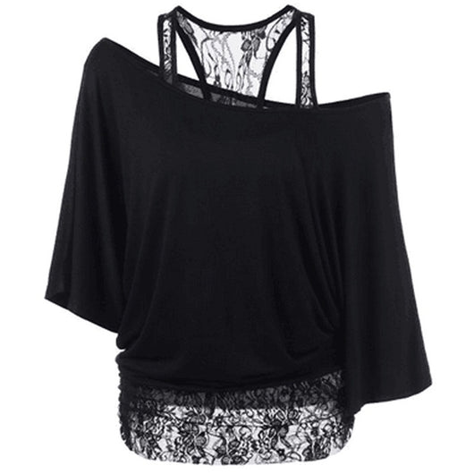 Blusa Chaleco de Encaje con Cuello Diagonal y Mangas Murciélago - Image 9