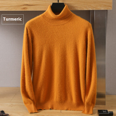 Suéter Pullover de Cuello Alto Holgado en Visón para Hombre - Invierno - Image 11