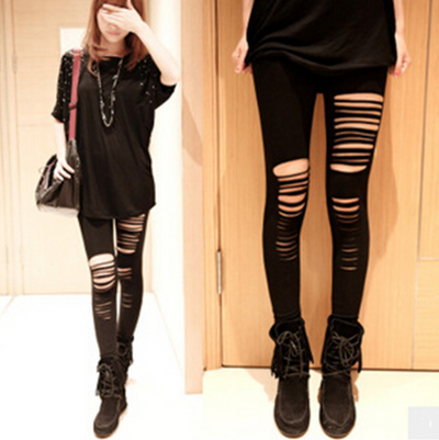 Leggins Rotos Asimétricos de Algodón con Efecto Desgarrado - Pantalones Tobilleros Antibolitas - Image 5