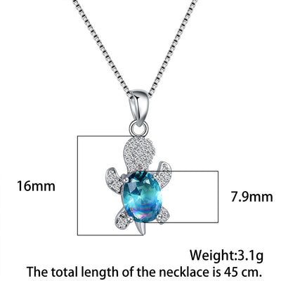 Collar de Tortuga con Turmalina Diamante Azul Verdoso - Image 3