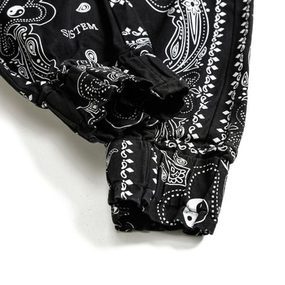 Pantalones Casuales Negros con Estampado de Flor de Anacardo y Bolsillos - Image 3