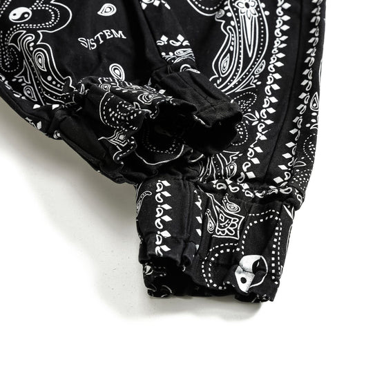 Pantalones Casuales Negros con Estampado de Flor de Anacardo y Bolsillos - Image 3