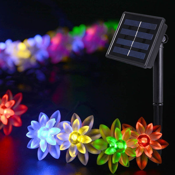Luz Solar Decorativa Doble Loto LED
