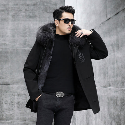 Abrigo de Piel con Cuello de Mapache y Zorro - Image 10