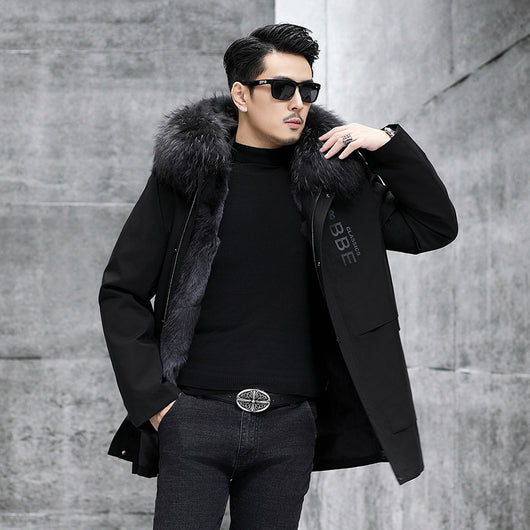 Abrigo de Piel con Cuello de Mapache y Zorro - Image 10