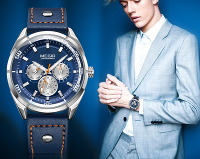 Reloj de Pulsera Hombre Cuarzo Esfera Grande Cuero Semana