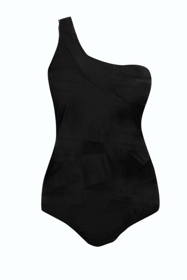 Traje de Baño Enterizo Negro Asimétrico para Mujer