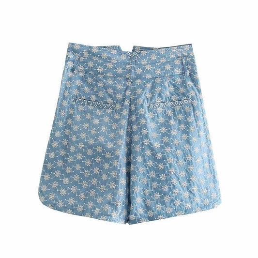 Shorts Anchos Casuales con Bordados Estilo Europeo y Americano - Image 2