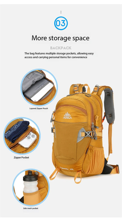 Mochila de Senderismo AZELA Gris - Mochila Multifuncional para Camping y Aventuras - Image 20