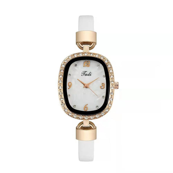 Conjunto Reloj Pulsera Mujer Cuarzo con Cinturón Mármol y Cristales - Image 3