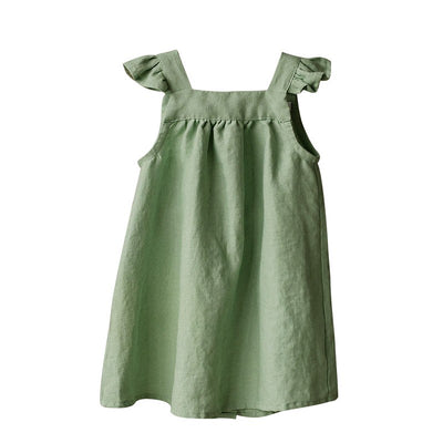 Vestido Lino Niña Verano Suelto con Tirantes - Image 2