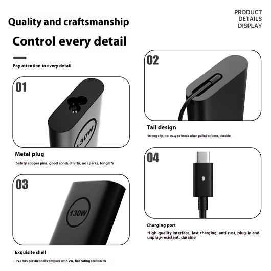 Cargador Rápido USB-C 130W para Laptop - Adaptador 20V 6.5A - Image 15