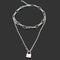 Vintage Chain Heart Lock Pendant A Plateado