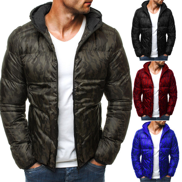 Chaqueta Camuflada con Capucha para Hombre - Algodón Manga Larga