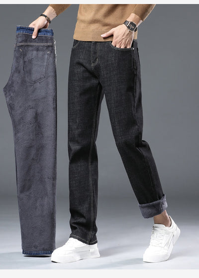 Pantalones Vaqueros Gruesos Forrados en Fleece para Hombre Talla Grande - Image 19
