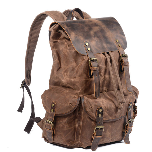 Mochila Retro de Lona Encerada para Estudiantes y Viajeros - Image 3
