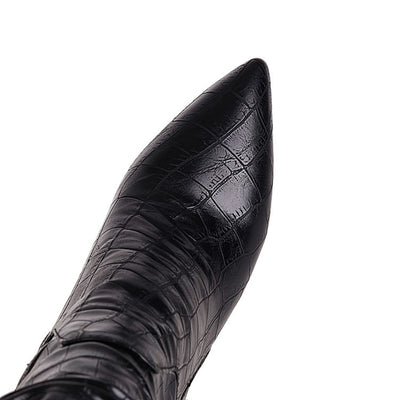 Botas Altas de Tacón Cuadrado con Punta Afilada y Cuero Grabado - Image 26