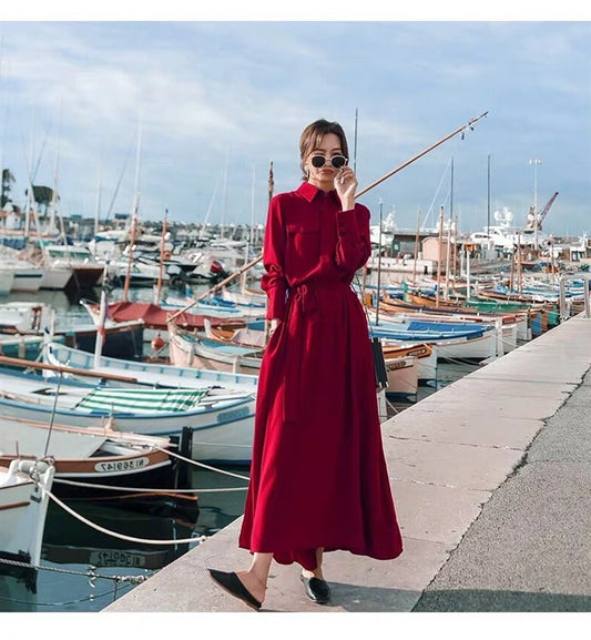Vestido Camisero con Cintura Ajustada