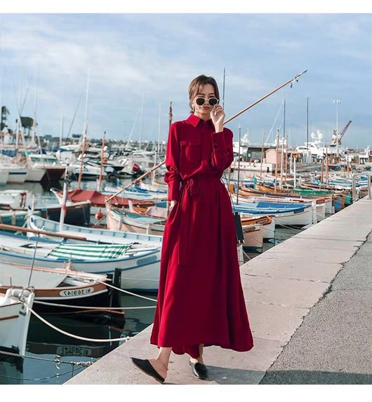 Vestido Camisero con Cintura Ajustada
