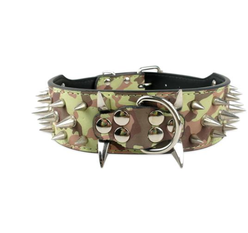 Collar de Cuero para Perro Grande con Púas Negras