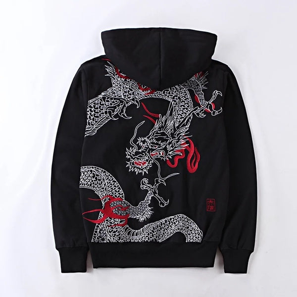 Sudadera Bordada con Diseños Tatuaje - Chaqueta de Algodón Estilo Urbano