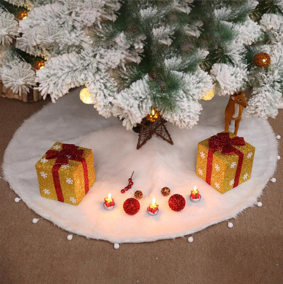 Falda para Árbol de Navidad de Felpa Blanca Premium