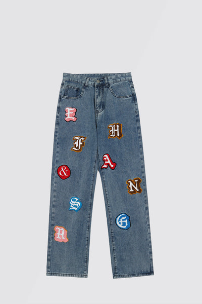 Jeans Desgastados con Letras Estampadas de la Calle - Image 5