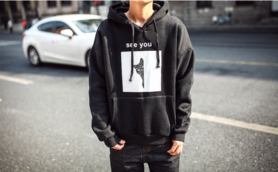 Sudadera con Capucha Gruesa para Hombre Invierno - Diseño Gato Estilo Coreano - Image 2