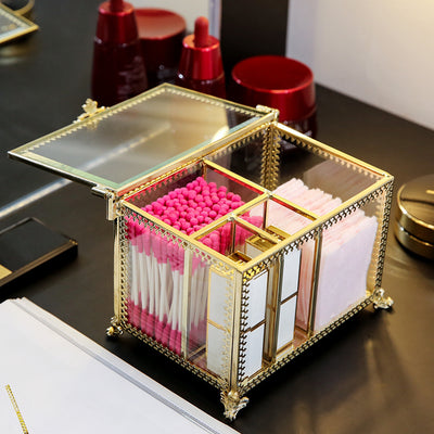 Organizador de Cosméticos de Vidrio Rojo con Protección Antipolvo - Image 3