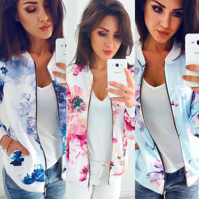 Chaqueta Corta Estampada de Manga Larga
