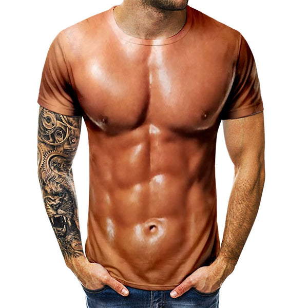 Camiseta Estampada Cuello Redondo Manga Corta 3D