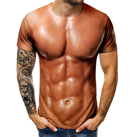 Camiseta Estampada Cuello Redondo Manga Corta 3D