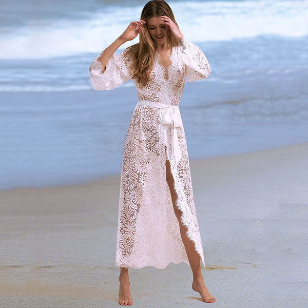Blusa Bikini de Encaje con Protección Solar - Cardigan Playero Sexy - Image 10