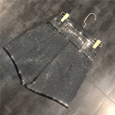 Cinturón de Moda Primavera con Cristales Brillantes - Shorts Versátil de Efecto Piel - Image 3