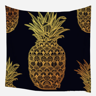 Golden crescent moon and woman silhouette tapestry with a floral crown against a dark blue starry background. - Image 6