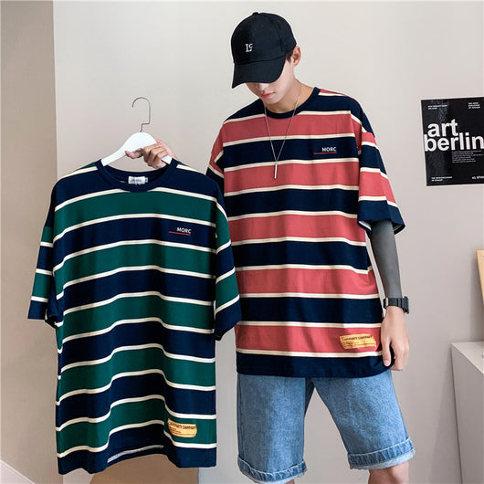 Camiseta Suelta a Rayas de Manga Corta para Verano - Image 6