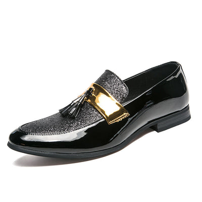 Zapatos de Cuero Ingleses Punta Afilada con Lentejuelas para Hombre - Talla Grande - Image 7