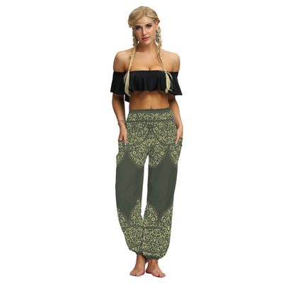 Pantalones Yoga Sueltos con Estampado Étnico y Cintas en Tobillos para Mujer - Image 22
