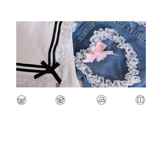 Shorts Denim Verano con Detalle de Lazo y Corazón de Encaje - Image 8